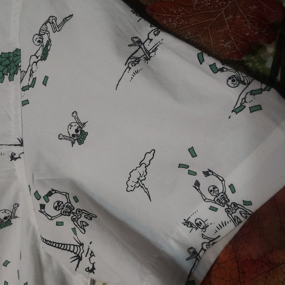 1841 Size Small Eighty Eight Button Down Shirt Skeletons Theme - Picture 5 of 6